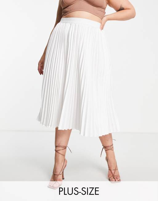 Falda midi color crema plisada de Outrageous Fortune Plus