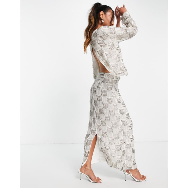 Falda midi con adorno de perlas y cuentas de ASOS EDITION ASOS