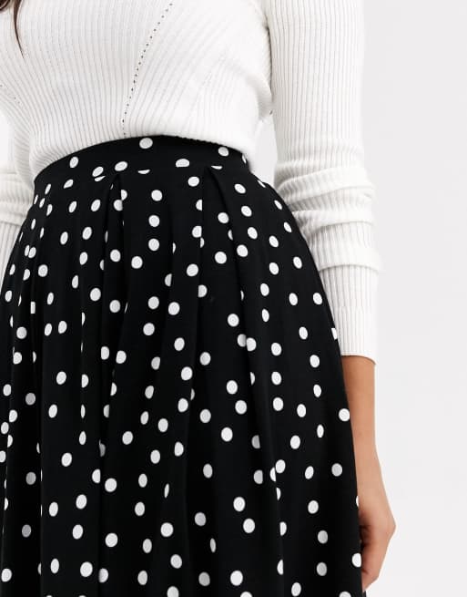 Falda midi con plisado marcado y estampado de lunares de ASOS DESIGN Petite, 3 de 4