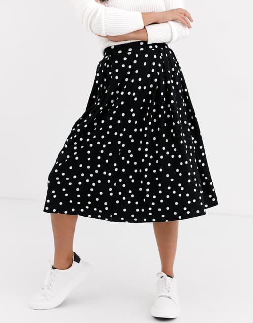 Falda midi con plisado marcado y estampado de lunares de ASOS DESIGN Petite, 4 de 4