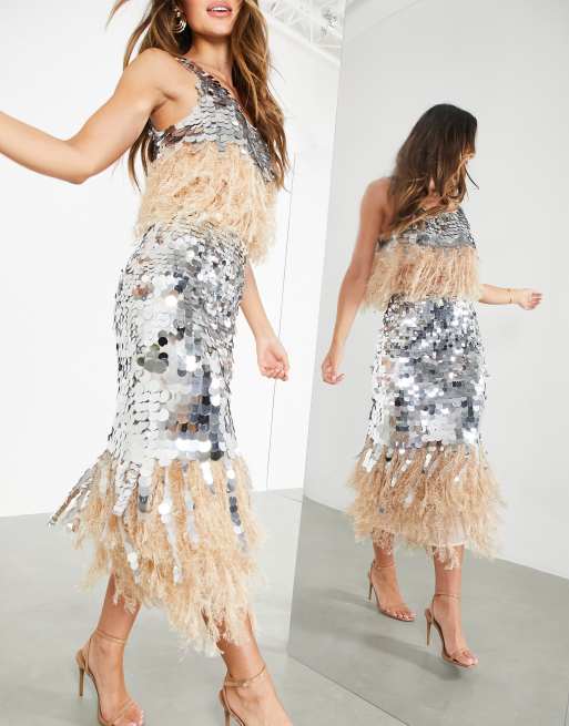 Falda midi de con bajo de plumas sintéticas de ASOS EDITION | ASOS