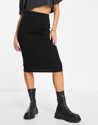 Falda midi de tubo de punto en negro de ASOS DESIGN