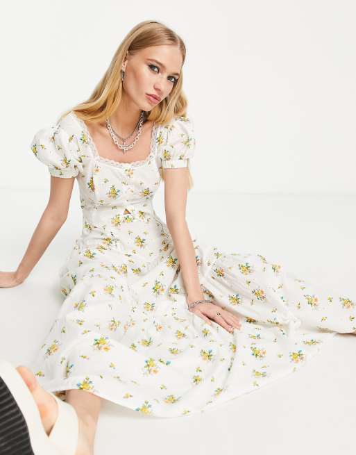 Falda midi escalonada con estampado floral de edición limitada de Reclaimed Vintage (parte de un conjunto) , 2 de 4