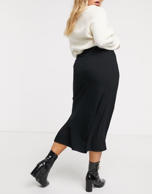 Falda midi estilo combinación de punto cortado al bies con abertura de ASOS DESIGN Curve, 2 de 4