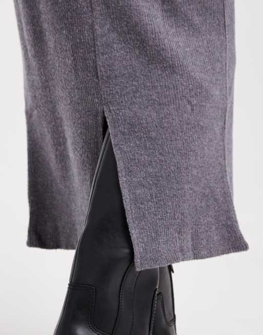 Falda midi gris jaspeado con cinturilla plegada de tejido suave de Vero Moda Petite (parte de un conjunto), 2 de 5