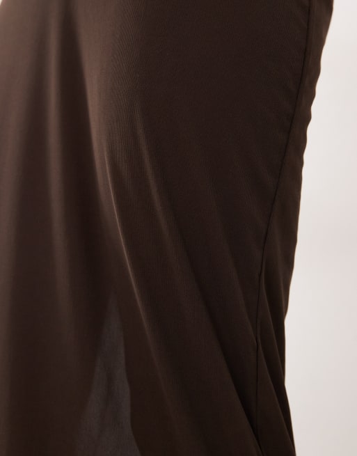 Falda midi marrón transparente de Gina Tricot Tall, 5 de 5