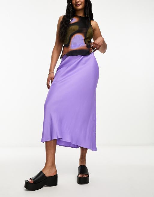 Falda midi morado de satén Mila de Nobody's Child