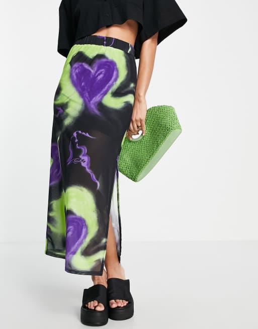 Falda midi multicolor con estampado marmoleado de Urban Revivo