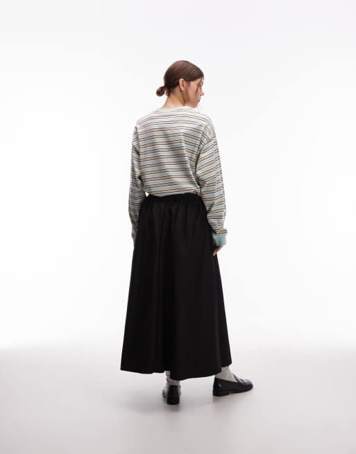 Falda midi negra con detalle voluminoso de ASOS DESIGN, 5 de 5