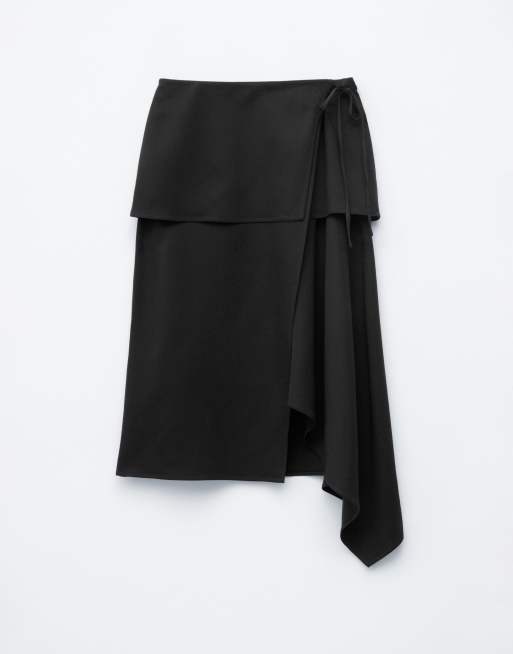 Falda midi negra con diseño dos en uno con capa interior de & Other Stories , 2 de 4