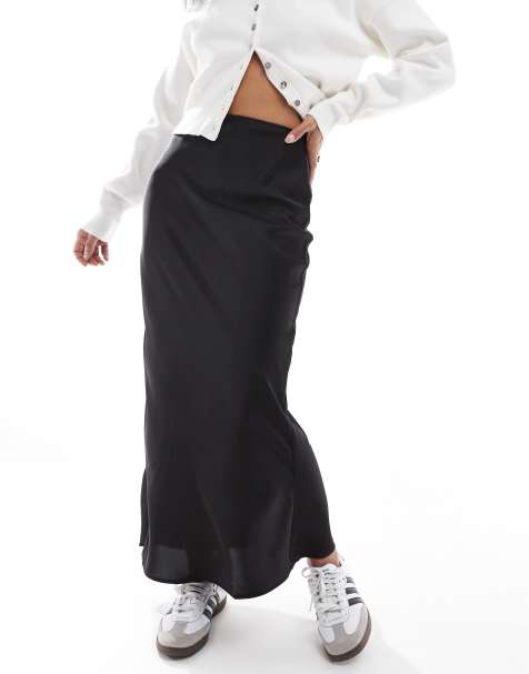 Falda midi negra cortada al bies de satén de ASOS DESIGN - view 1