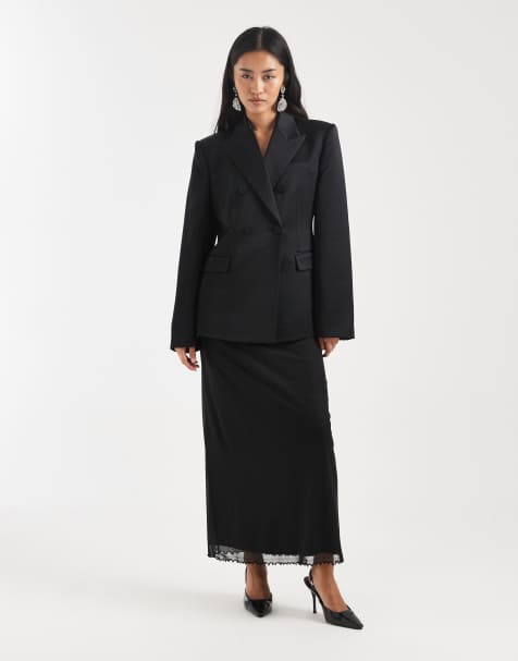 Falda midi negra de malla de ASOS DESIGN - view 1