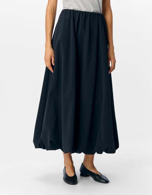 Falda midi negra de Object