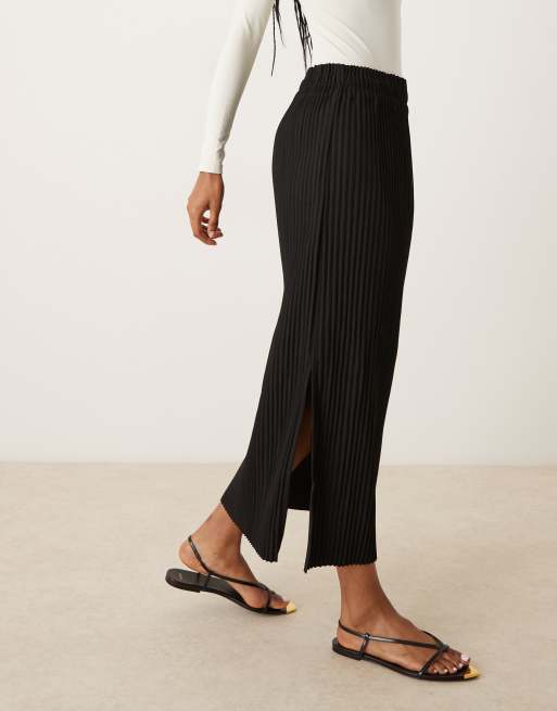 Falda midi negra plisada de YAS, 5 de 5
