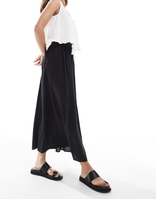 Falda midi negra vaporosa de ONLY, 4 de 5