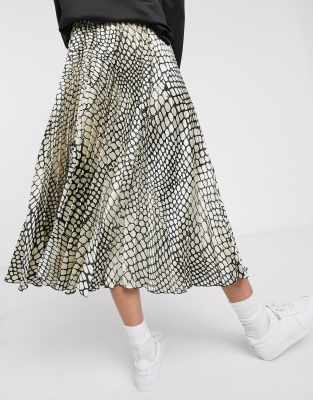 Falda MIDI Plisada De Satén Con Estampado De Serpiente De ASOS DESIGN-Multicolor thumbnail