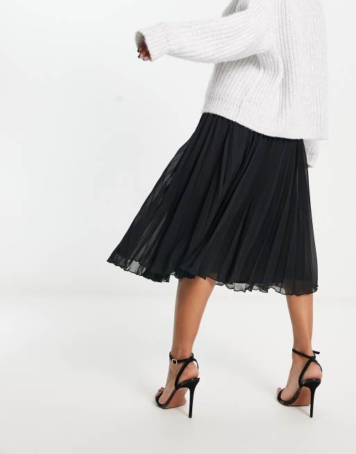 Falda midi plisada en negro de ASOS DESIGN, 2 de 4