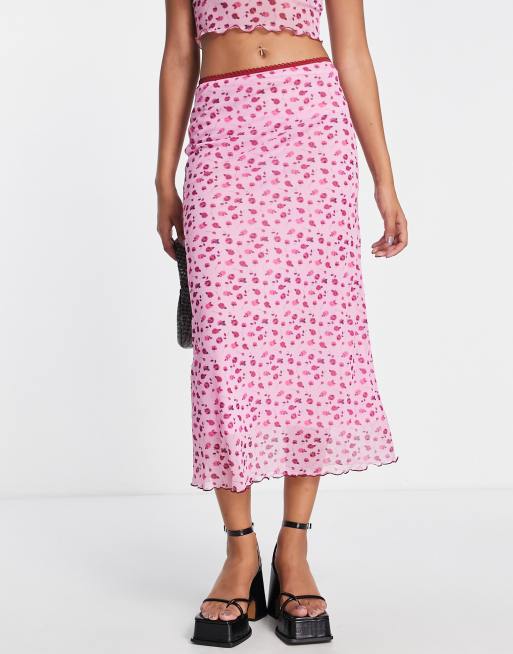 Falda midi rosa con estampado de florecitas de Reclaimed Vintage (parte de un conjunto)