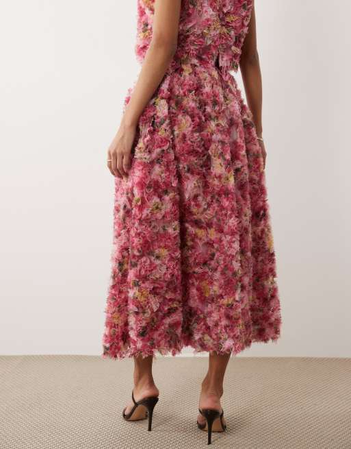 Falda midi rosa con estampado floral de tul Dream de Sister Jane (parte de un conjunto), 3 de 5