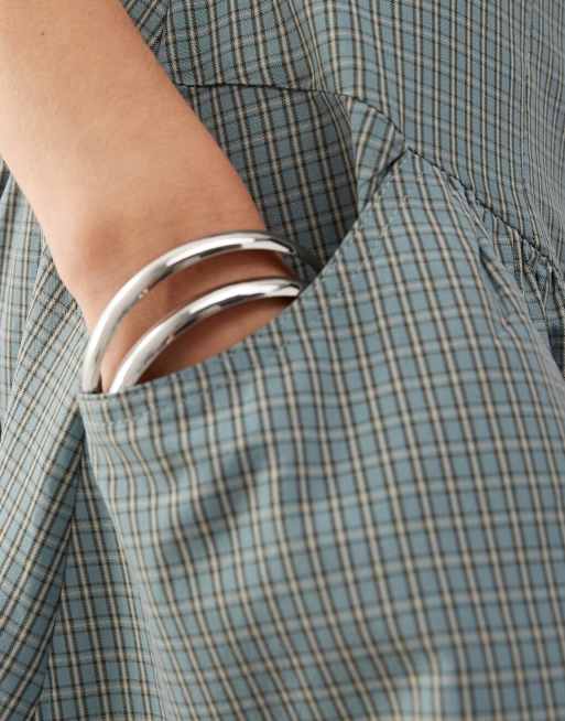 Falda midi verde a cuadros para festivales con cintura baja de COLLUSION (parte de un conjunto) , 2 de 5