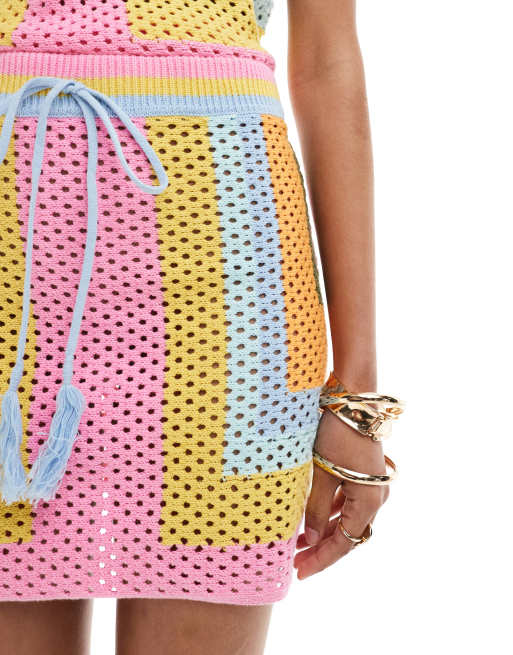 Falda multicolor de croché de Mango (parte de un conjunto) ASOS