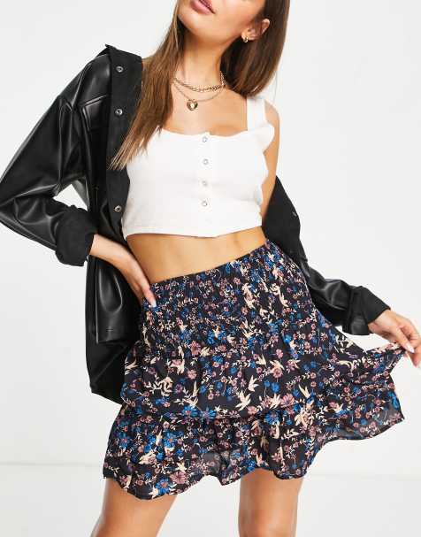 Falda negra amplia con estampado floral grande en tonos llamativos Jen de JDY - view 1