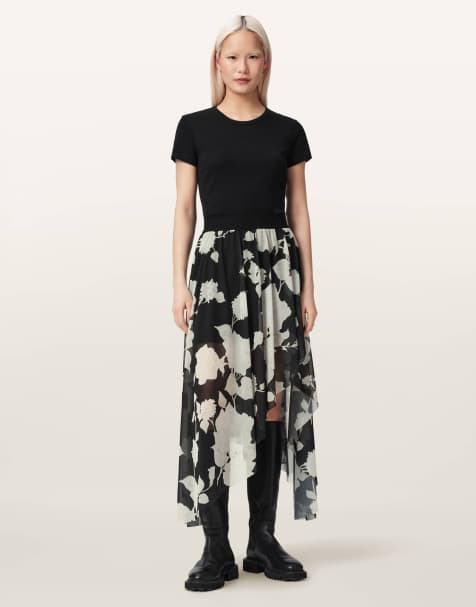 Falda negra con estampado floral Loria de AllSaints - view 1