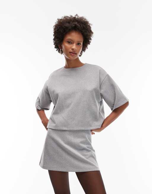 Falda pantalón gris acampanada con acabado cepillado de ASOS DESIGN (parte de un conjunto), 2 de 5