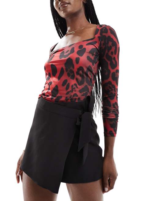 Falda pantalón negra cruzada de sastre de ASOS DESIGN