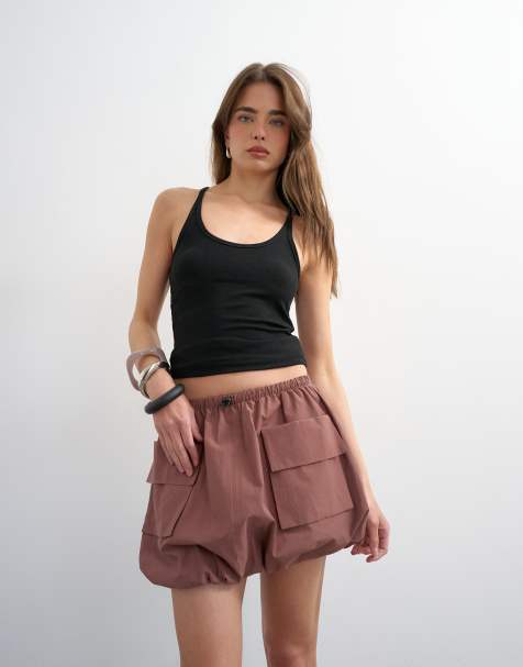 Falda pantalón rosa utilitaria abullonada con cordón ajustable en la cintura de Topshop - view 1