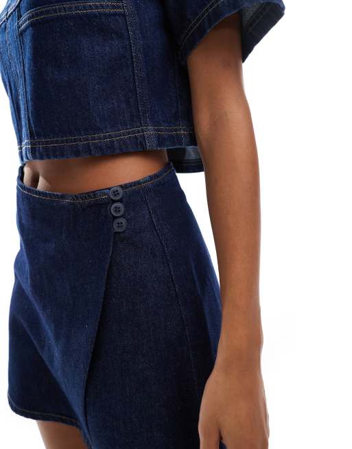 Falda pantalón vaquera con lavado enjuagado de ASOS DESIGN (parte de un conjunto), 4 de 5