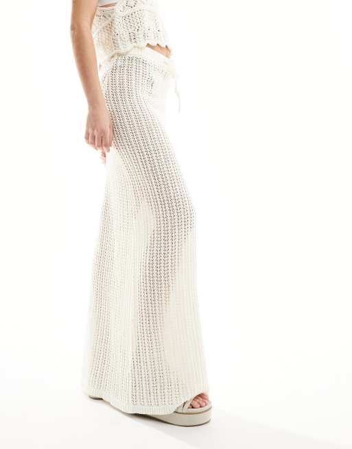 Falda playera larga color crema de punto calado Bari de 4th & Reckless