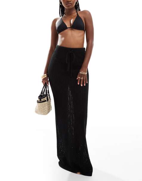 Falda playera larga negra de punto calado Bari de 4th & Reckless - view 1