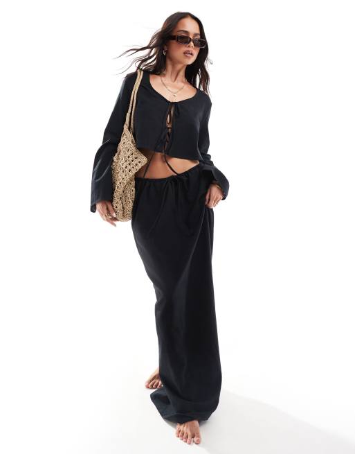 Falda playera larga negra Kayla Mix & Match de ASOS DESIGN