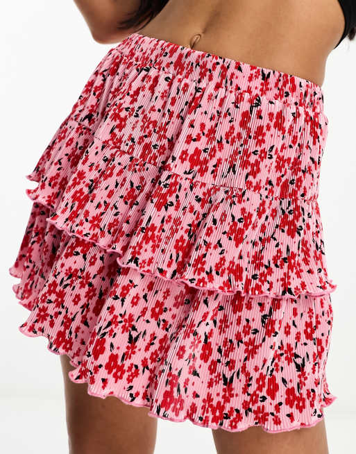Falda plisada con vuelo y estampado de florecitas de ASOS DESIGN 