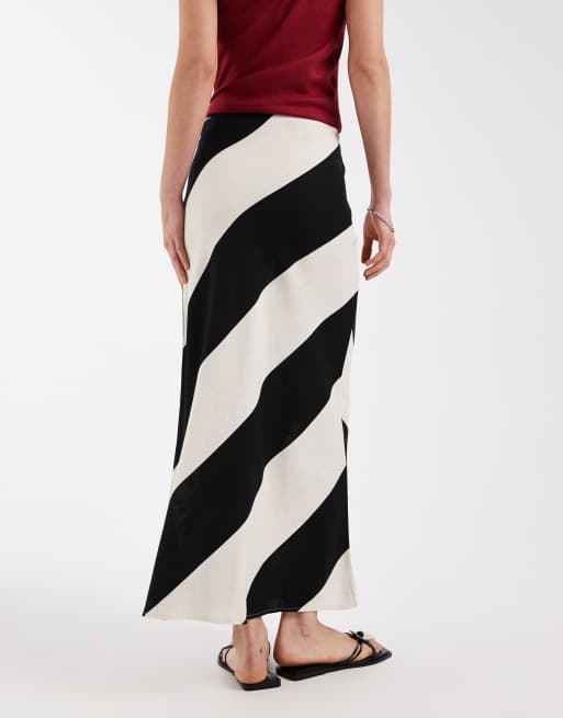 Falda semilarga a rayas de corte al bies de lino de ASOS DESIGN, 5 de 5