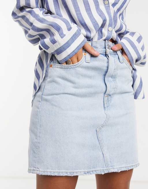 harina Pegajoso Crónico Falda vaquera azul clara lavada desestructurada de Levi's | ASOS