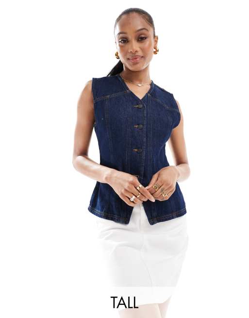 Falda vaquera blanca de talle alto Gabby de DTT Tall