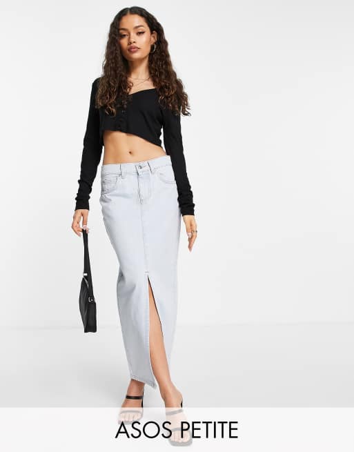 Falda vaquera con lavado claro estilo años 90 de ASOS DESIGN Petite - MBLUE