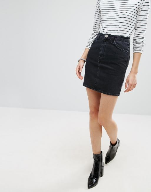 Falda vaquera de tiro alto original en negro desgastado de ASOS DESIGN, 4 de 4