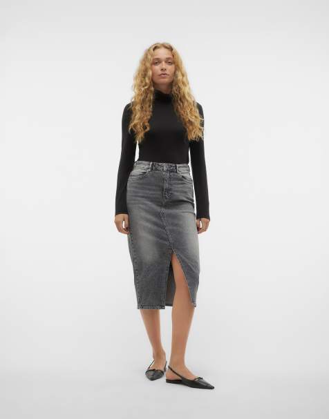 Falda vaquera gris medio de Vero Moda Curve - view 1