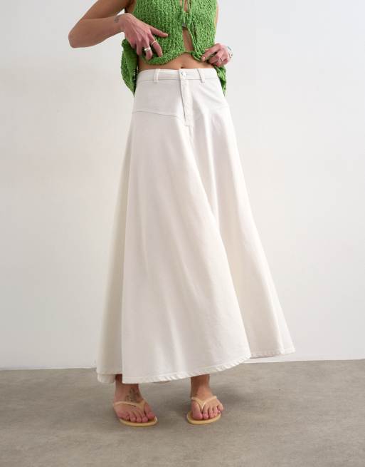 Falda vaquera larga blanca con canesú en la parte delantera de Topshop, 3 de 5