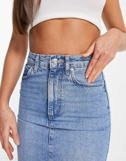 Falda vaquera larga con lavado medio estilo años 90 de ASOS DESIGN Tall, 3 de 4