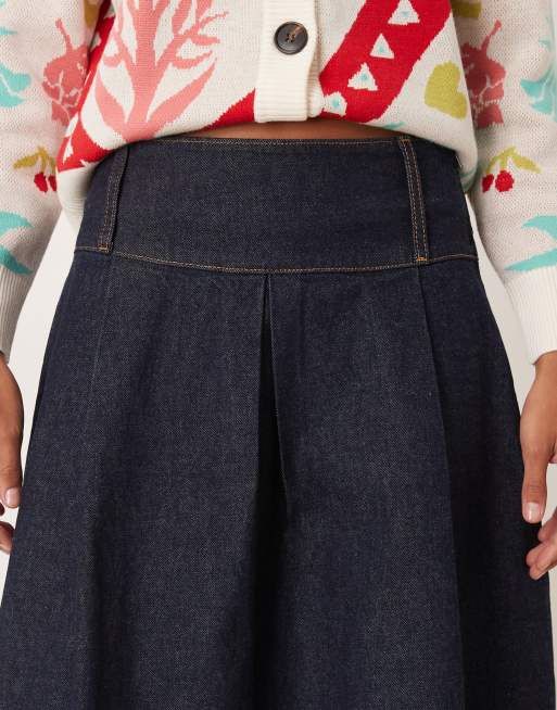 Falda vaquera midi azul añil con pliegues de ASOS DESIGN, 4 de 5