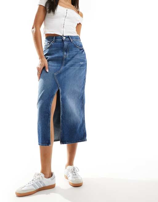 Falda vaquera midi con lavado medio Claire de Tommy Jeans