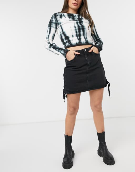 Falda vaquera negra con cordones Rachel de Pepe Jeans