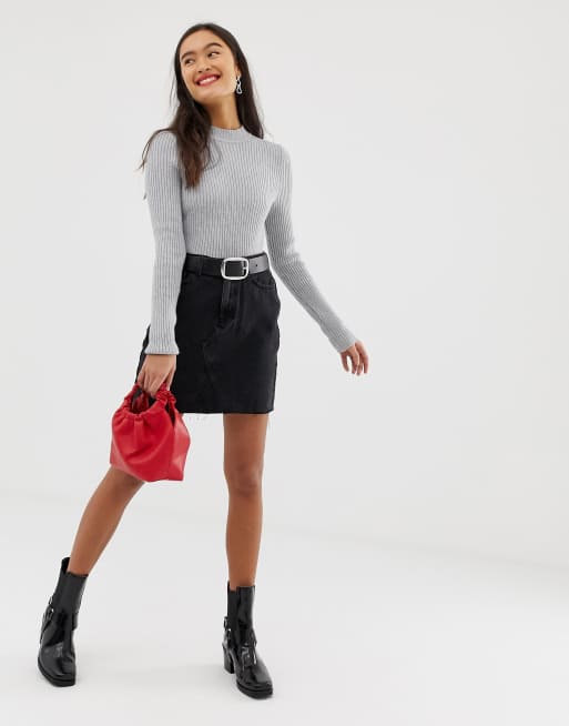 Él mismo manejo retrasar Falda vaquera negra Mom de New Look | ASOS