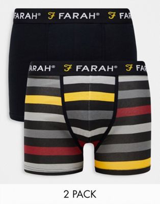 Farah 2 pack boxers in black stripe