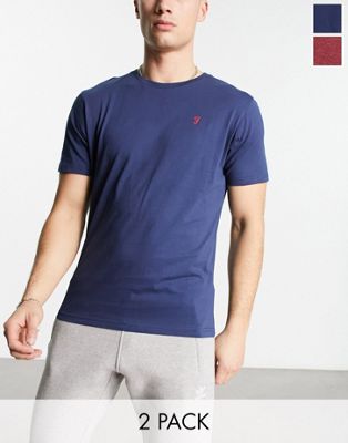 Farah 2 pack t-shirts in burgundy and navy
