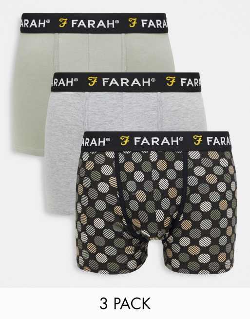 Farah 3 pack boxers in khaki and gray